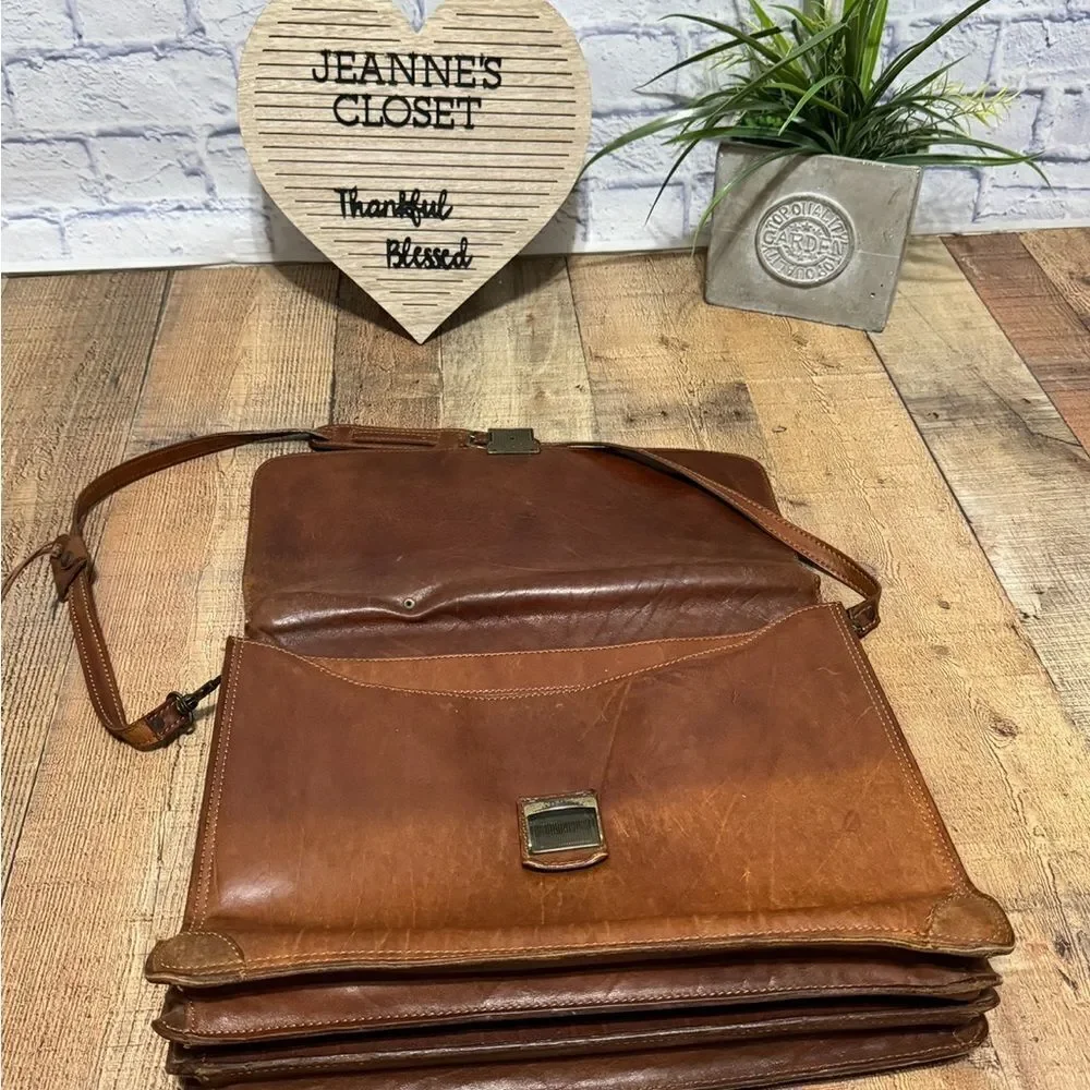 Vintage VALENTINO Leather Briefcase Document Bag With Working Key COA